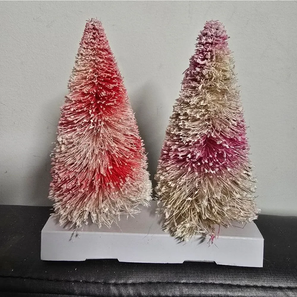 Red and Pink Holiday Decor Miniature Christmas Trees